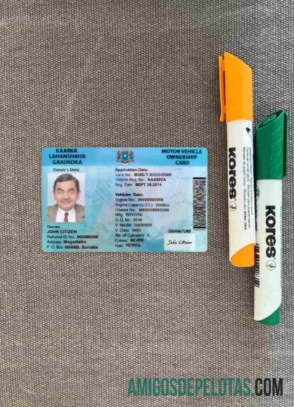 Carteira de habilitação da Somália fotolook frente modelo